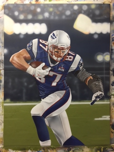 Sports art CT-Patriots Rob Gronkowski
