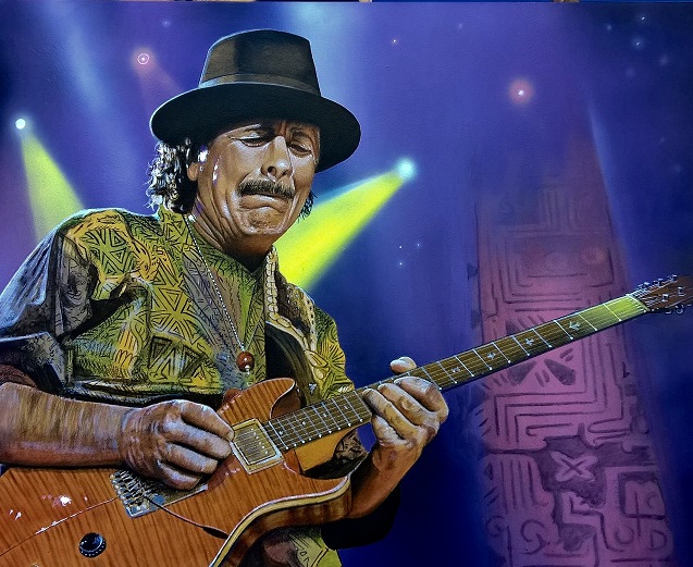Santana Mural Portrait Toads Place CT. Artist Marc Potocsky - Rock Music Legend Art