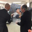 Derek Jeter signing Painting by CT Artist Marc Potocsky for CT Cancer Foundation