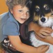 Boy and Dog Ct Portrait artist Marc Potocsky acrylic on canvas 24x30